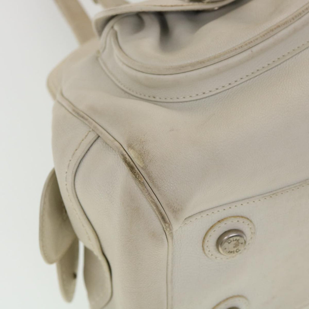 CHRISTIAN DIOR Shoulder Bag Leather White Auth am2766g