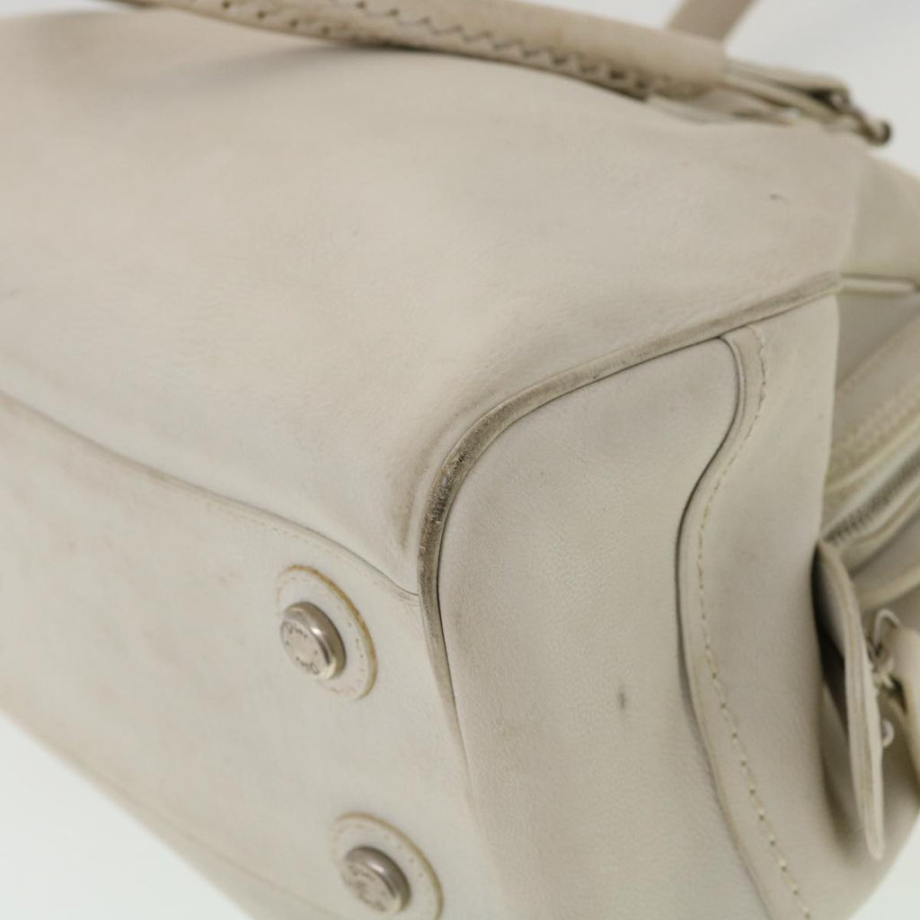CHRISTIAN DIOR Shoulder Bag Leather White Auth am2766g