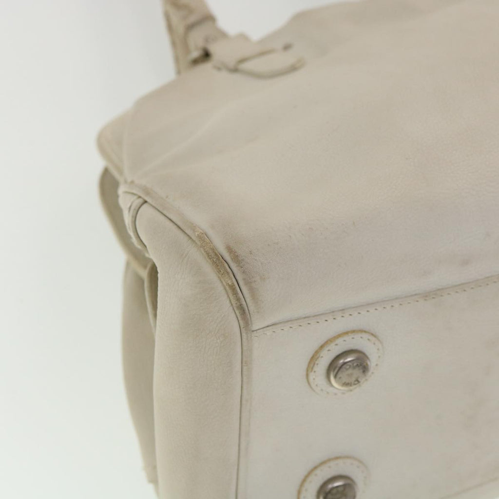 CHRISTIAN DIOR Shoulder Bag Leather White Auth am2766g