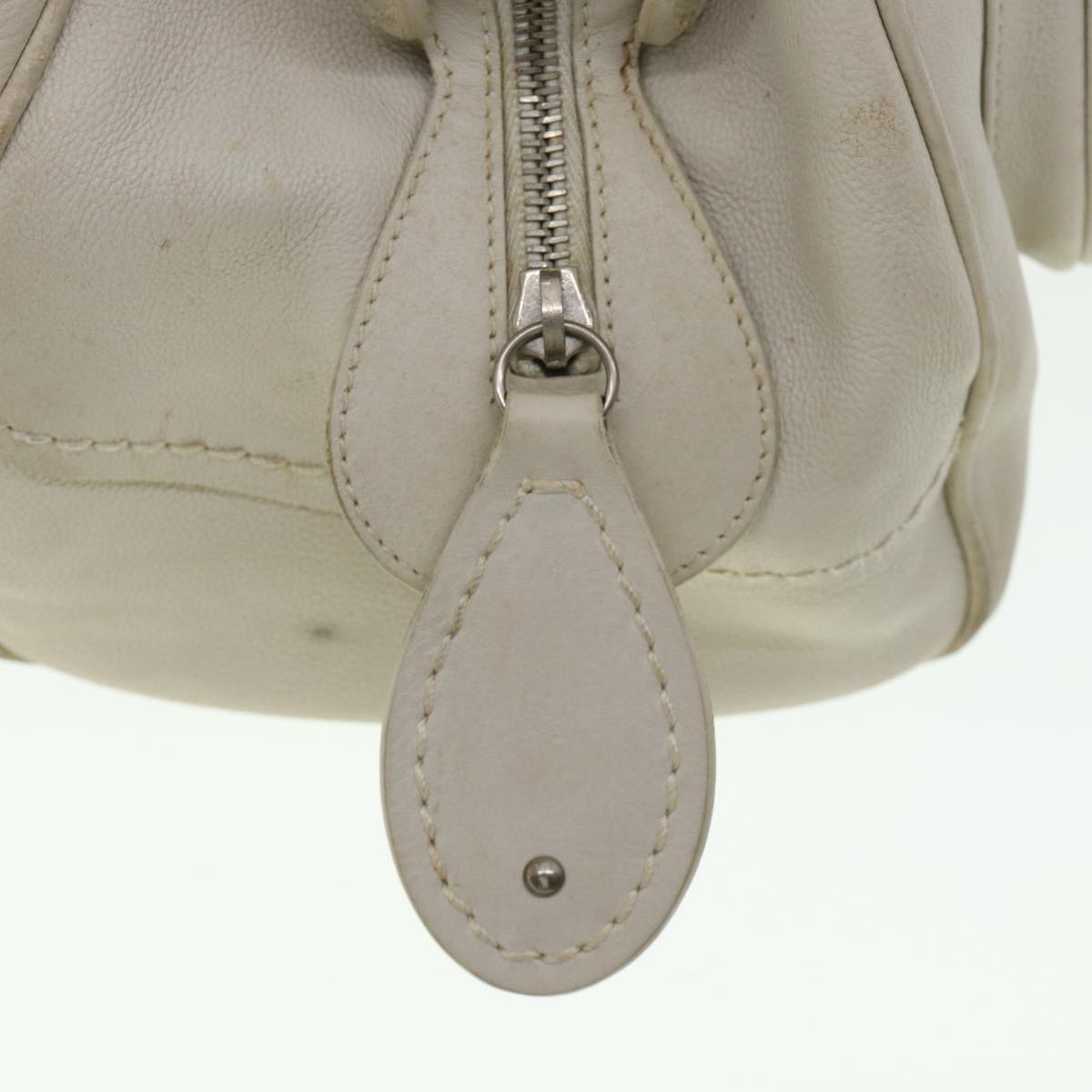 CHRISTIAN DIOR Shoulder Bag Leather White Auth am2766g