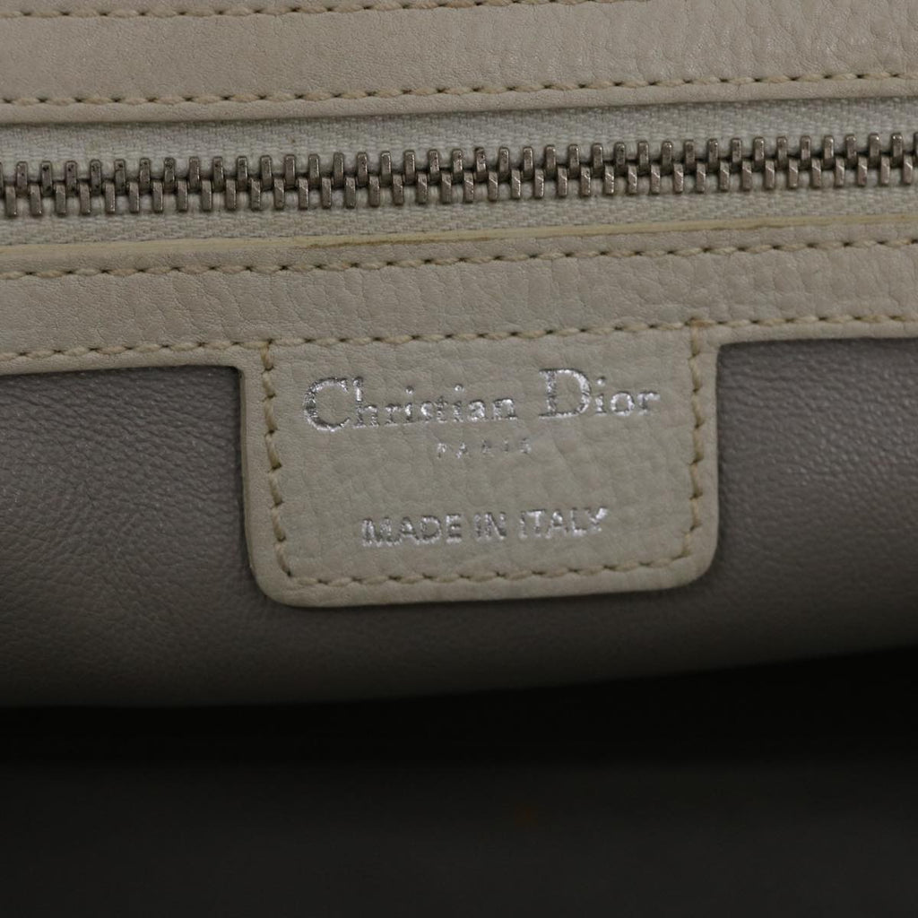 CHRISTIAN DIOR Shoulder Bag Leather White Auth am2766g