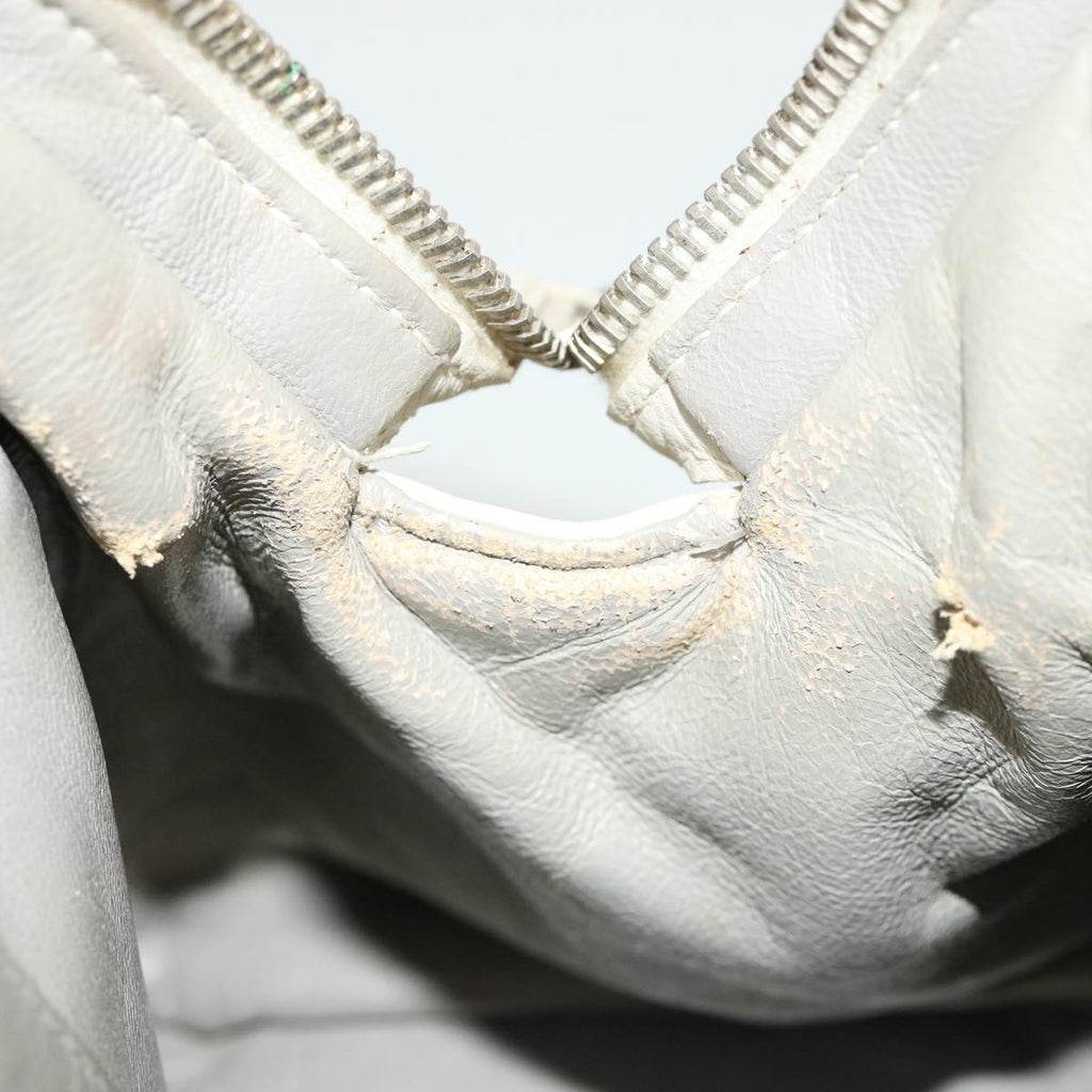 CHRISTIAN DIOR Shoulder Bag Leather White Auth am2766g