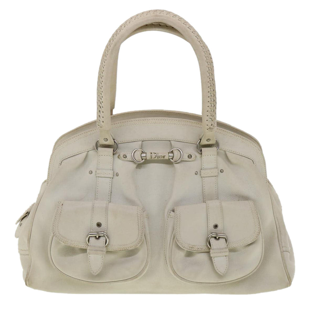 CHRISTIAN DIOR Shoulder Bag Leather White Auth am2766g