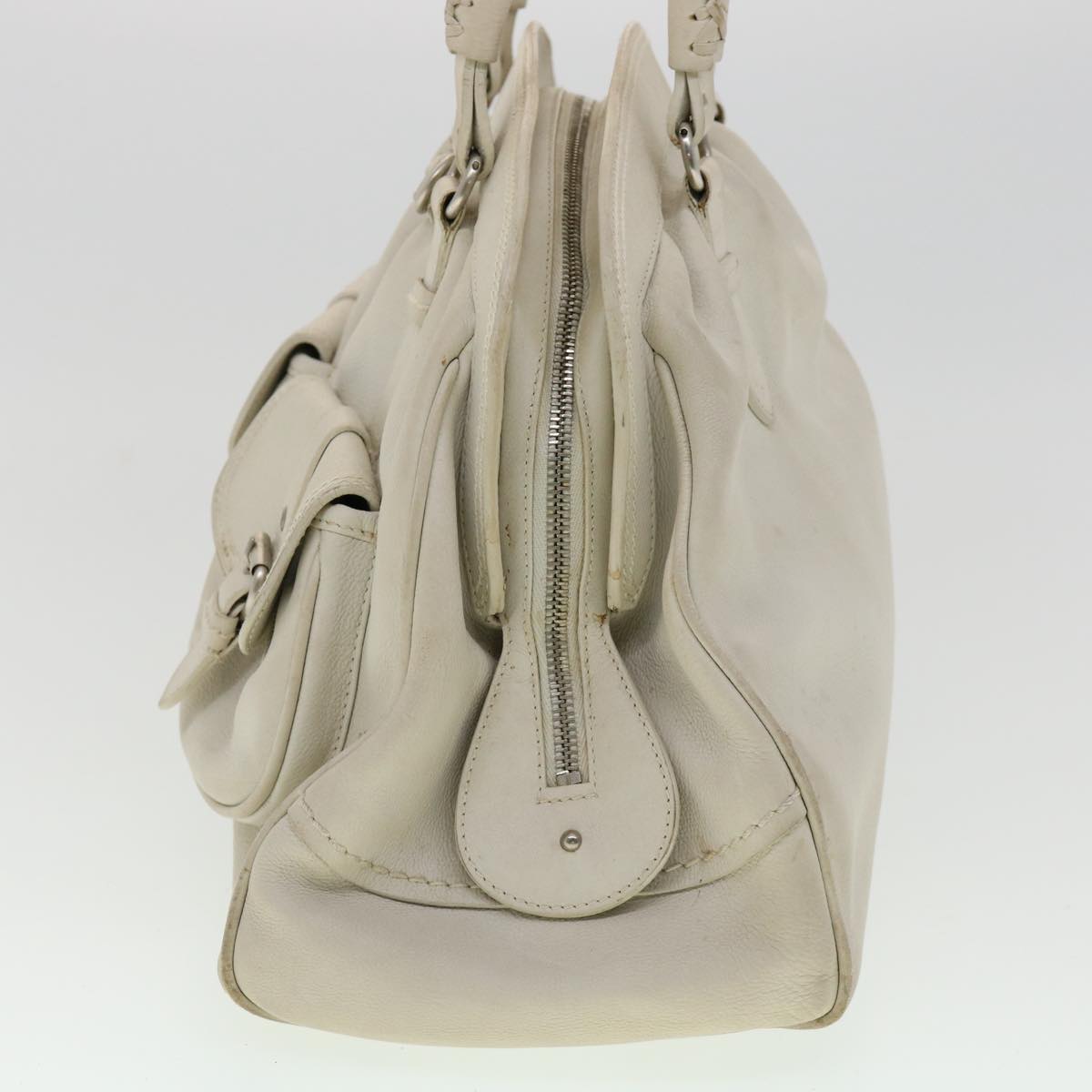 CHRISTIAN DIOR Shoulder Bag Leather White Auth am2766g