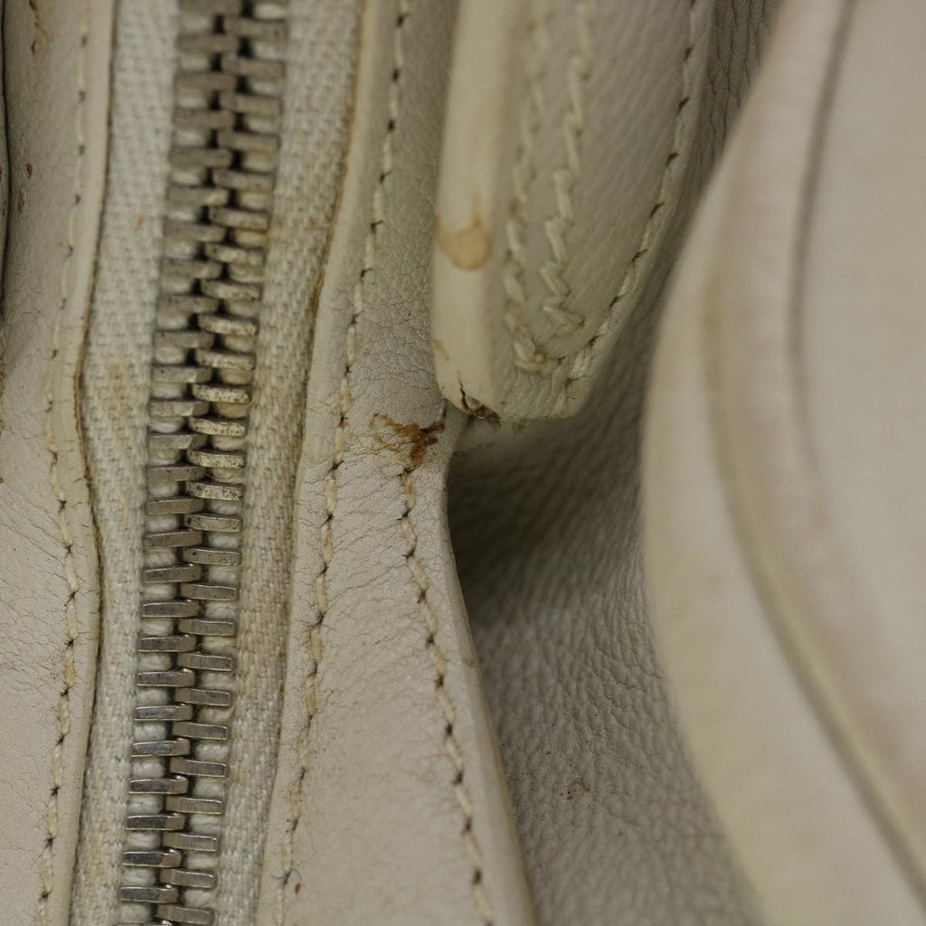 CHRISTIAN DIOR Shoulder Bag Leather White Auth am2766g