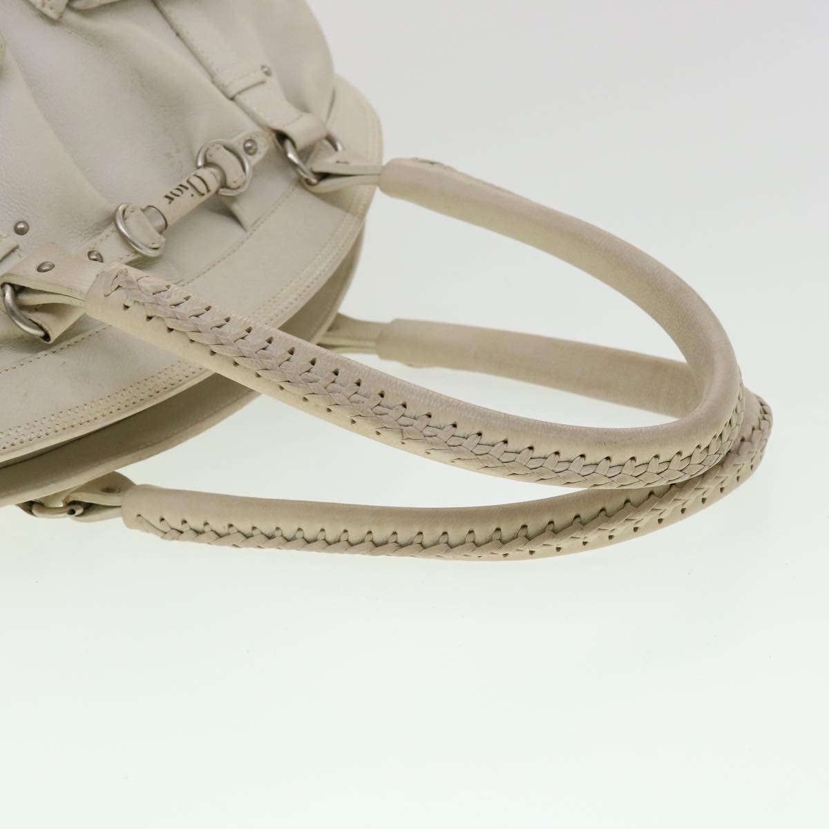 CHRISTIAN DIOR Shoulder Bag Leather White Auth am2766g