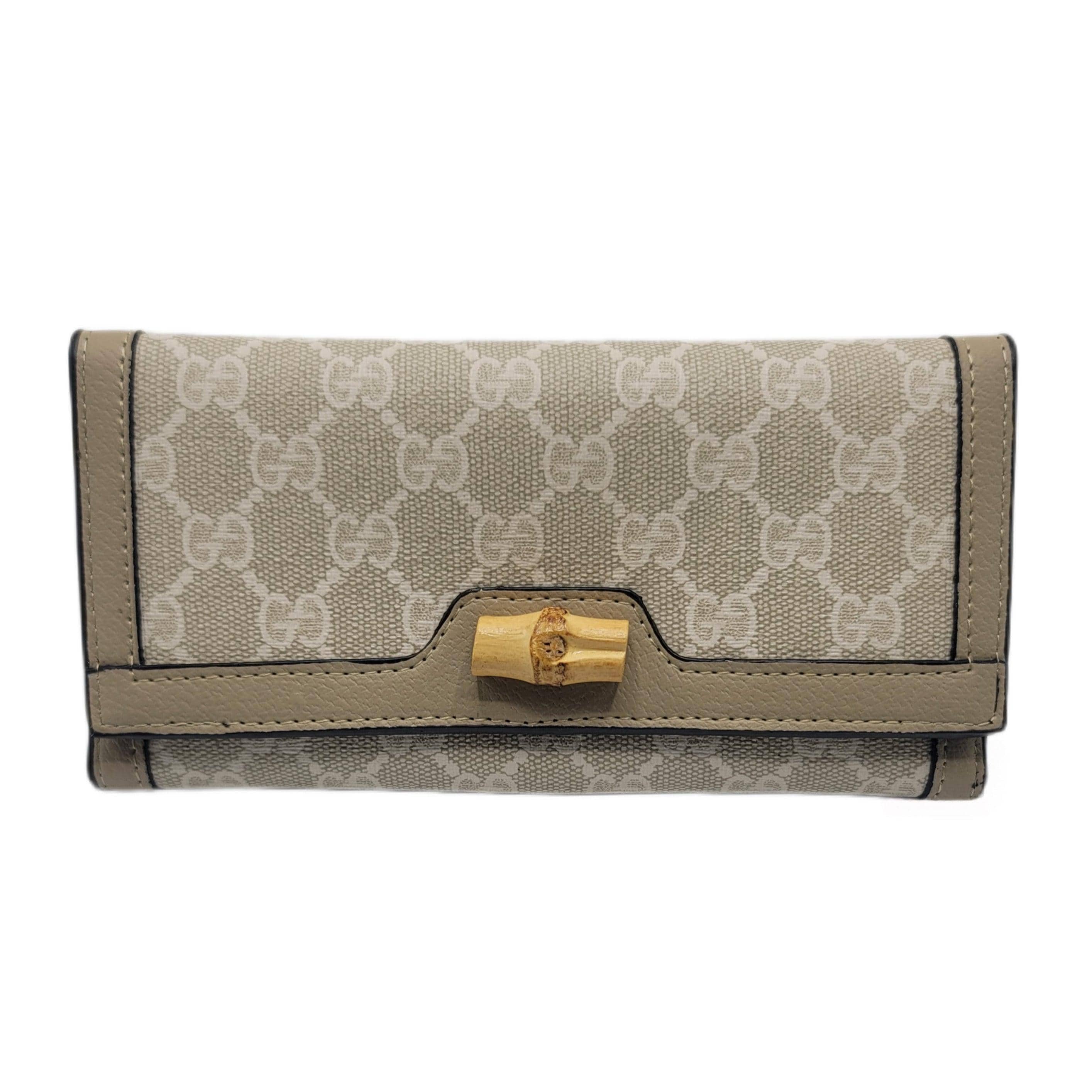Gucci 3 Fold Wallet Beige Bamboo
