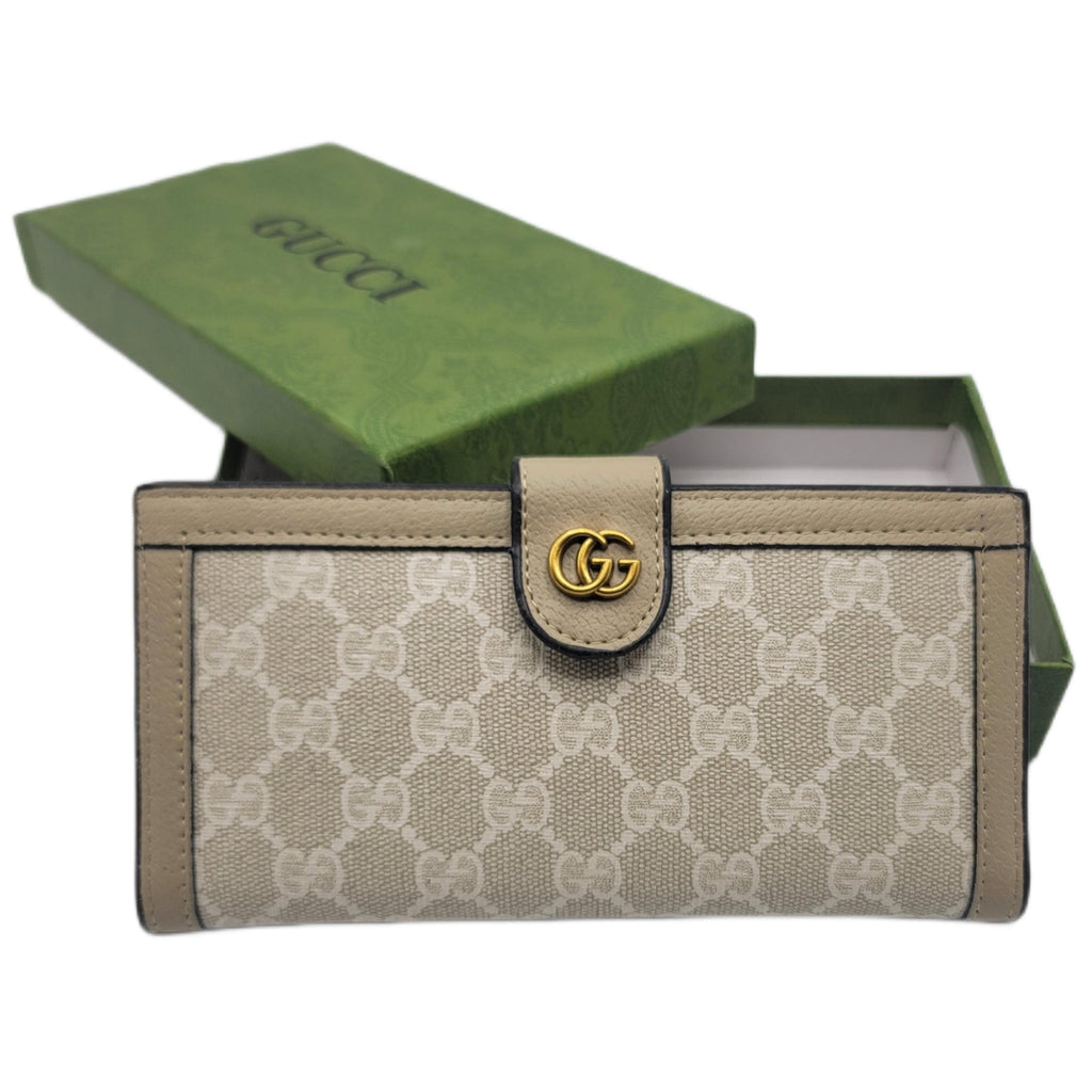 Gucci 3 Fold Wallet Beige Up