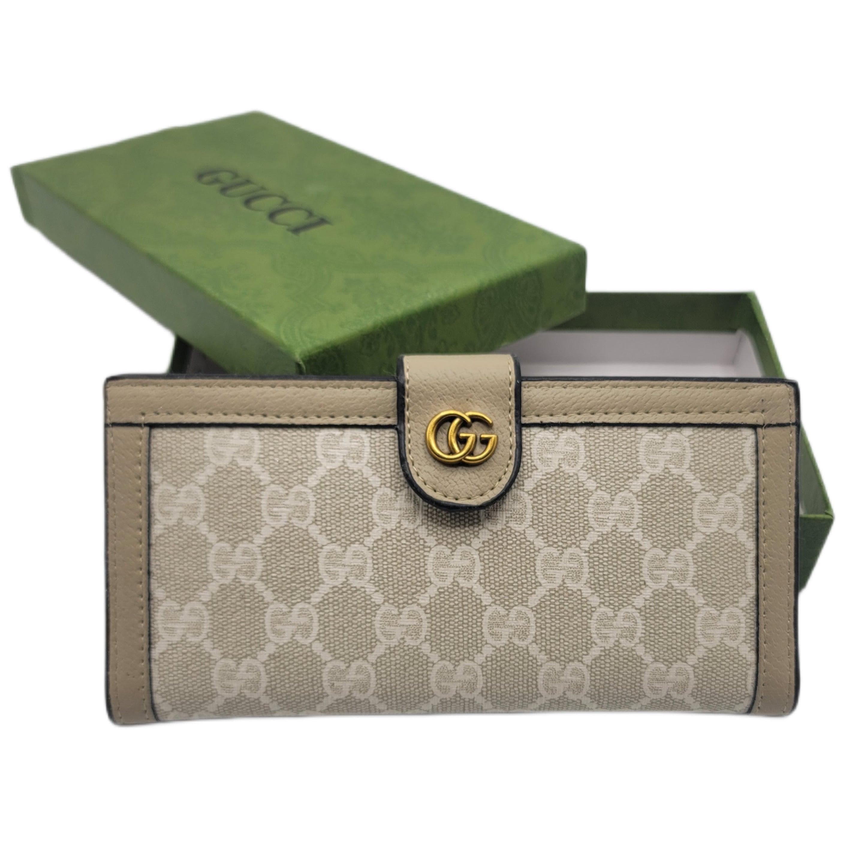 Gucci 3 Fold Wallet Beige Up