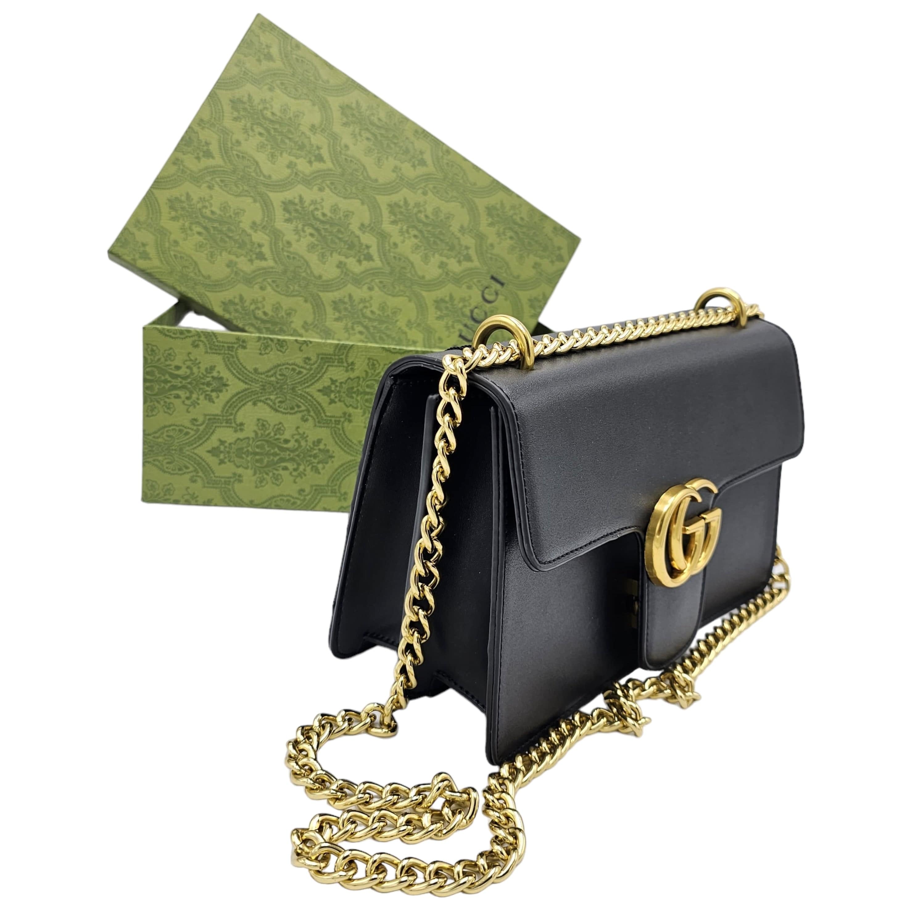 Gucci GG Marmont Chain Shoulder / Crossbody Bag Black