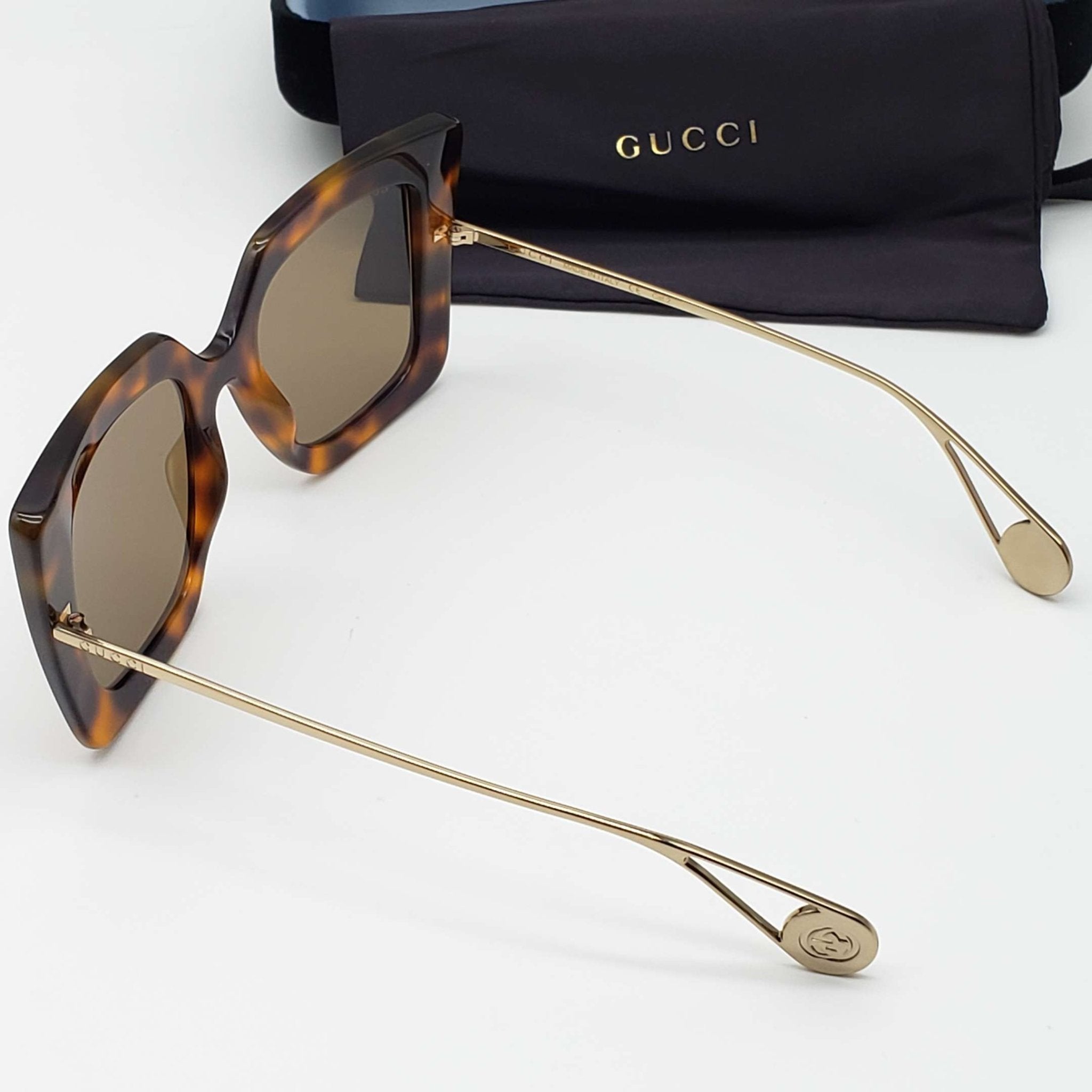 Gucci Havana Gold Brown Square Ladies Sunglasses