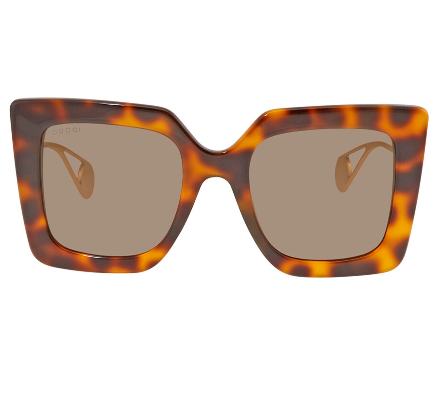 Gucci Havana Gold Brown Square Ladies Sunglasses