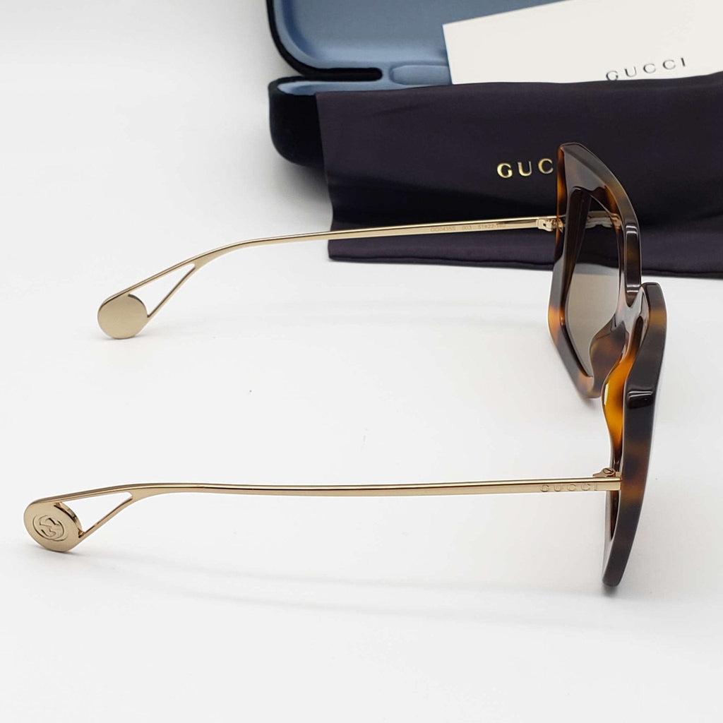 Gucci Havana Gold Brown Square Ladies Sunglasses