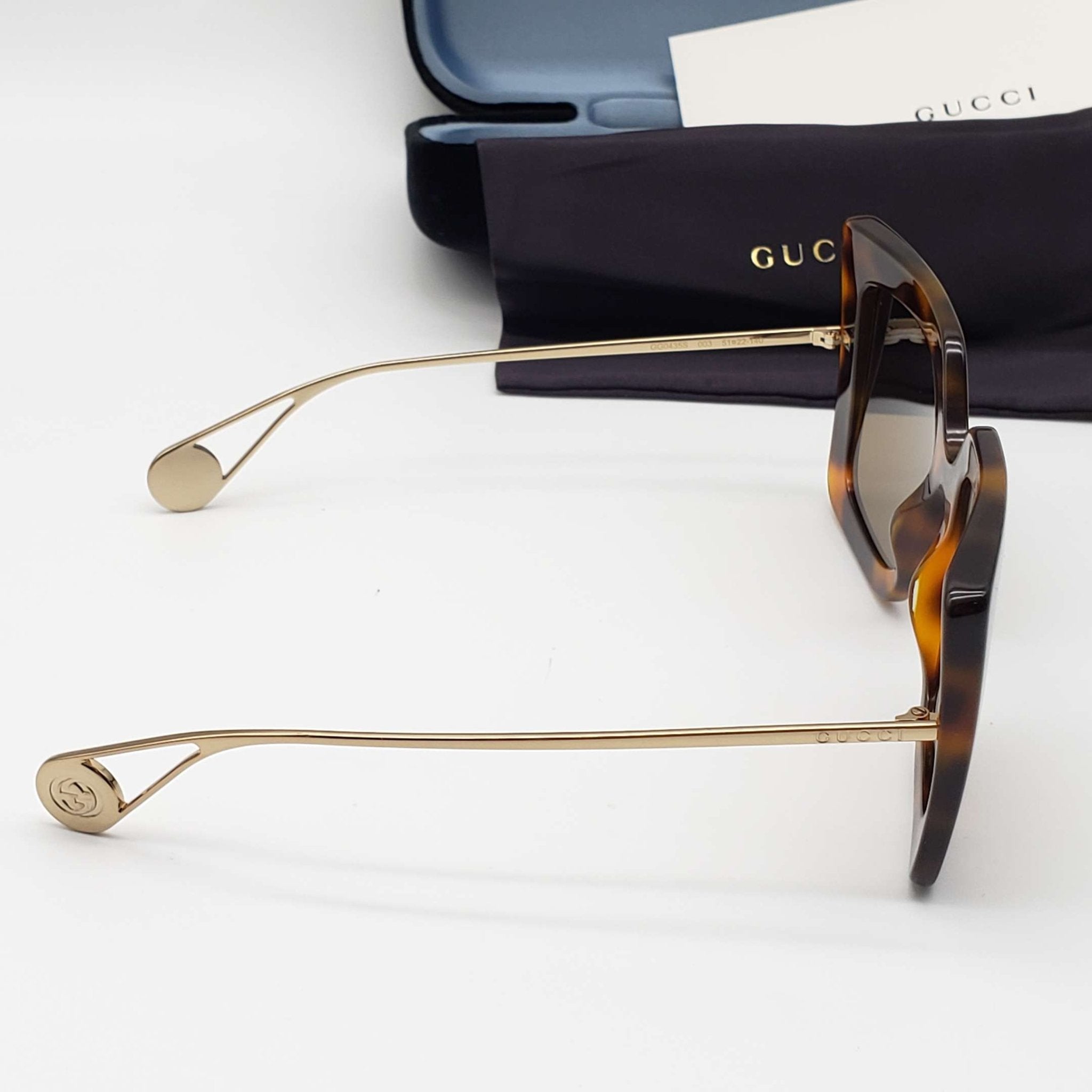 Gucci Havana Gold Brown Square Ladies Sunglasses