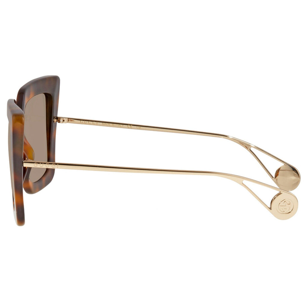 Gucci Havana Gold Brown Square Ladies Sunglasses