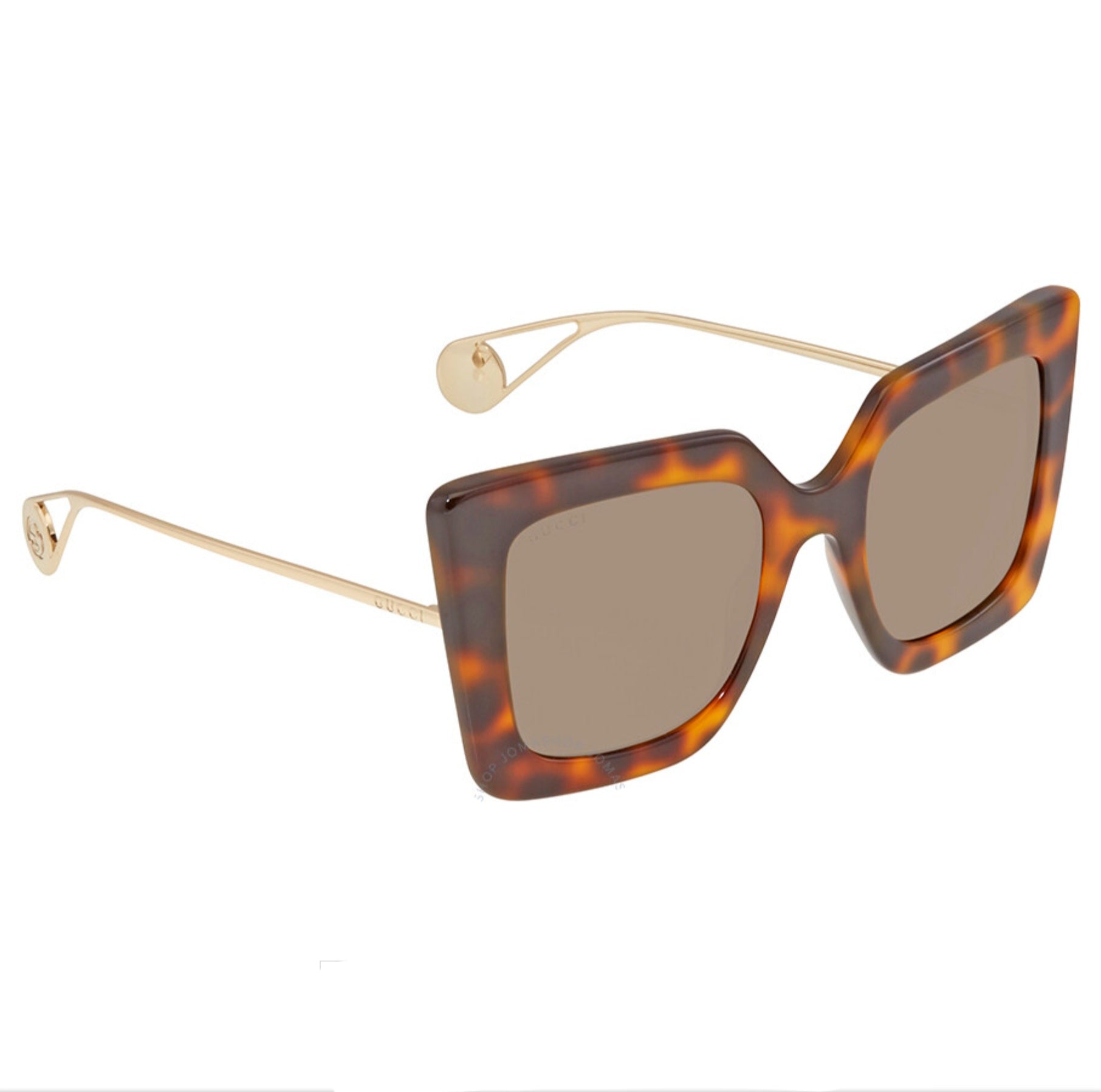 Gucci Havana Gold Brown Square Ladies Sunglasses