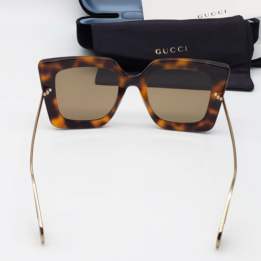 Gucci Havana Gold Brown Square Ladies Sunglasses