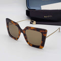 Gucci Havana Gold Brown Square Ladies Sunglasses