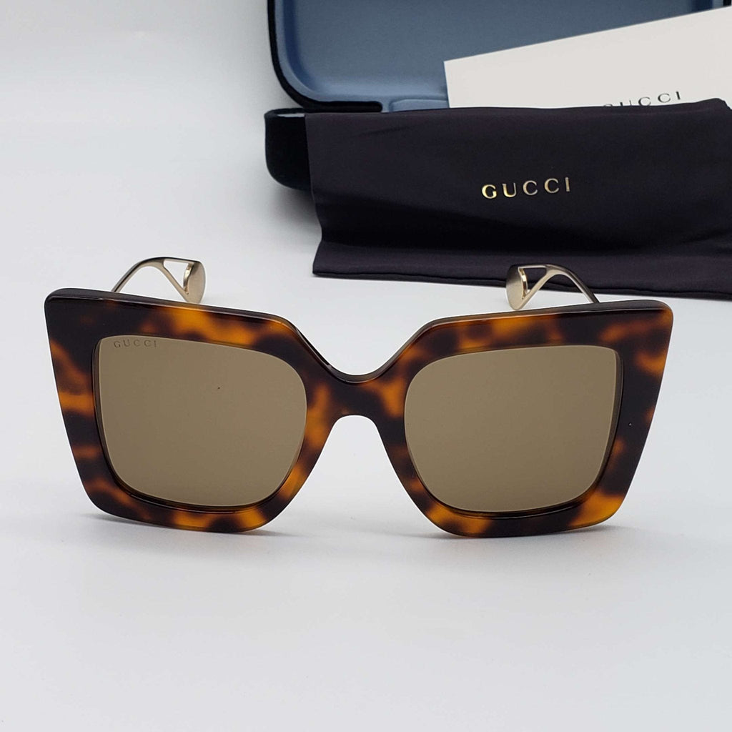 Gucci Havana Gold Brown Square Ladies Sunglasses