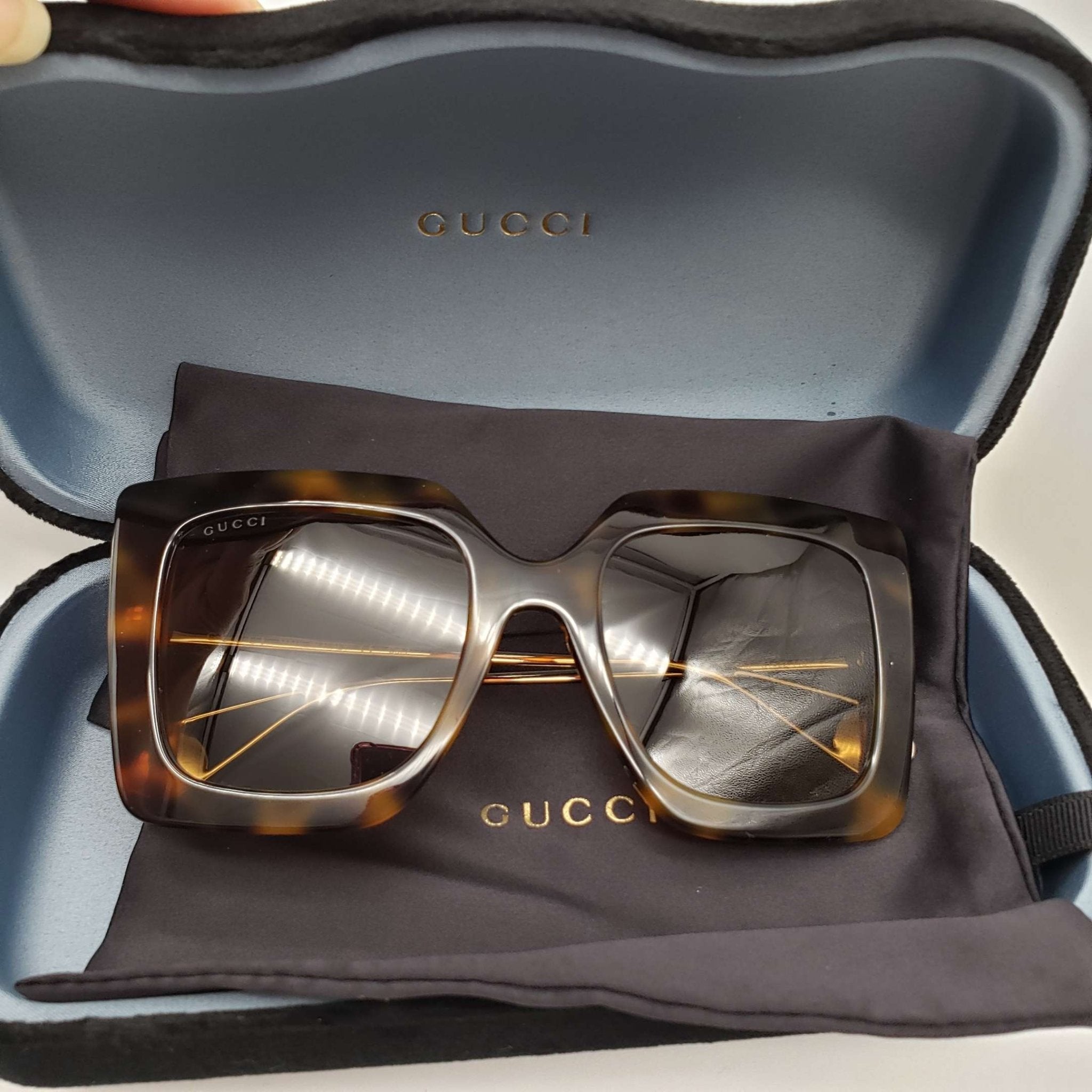 Gucci Havana Gold Brown Square Ladies Sunglasses