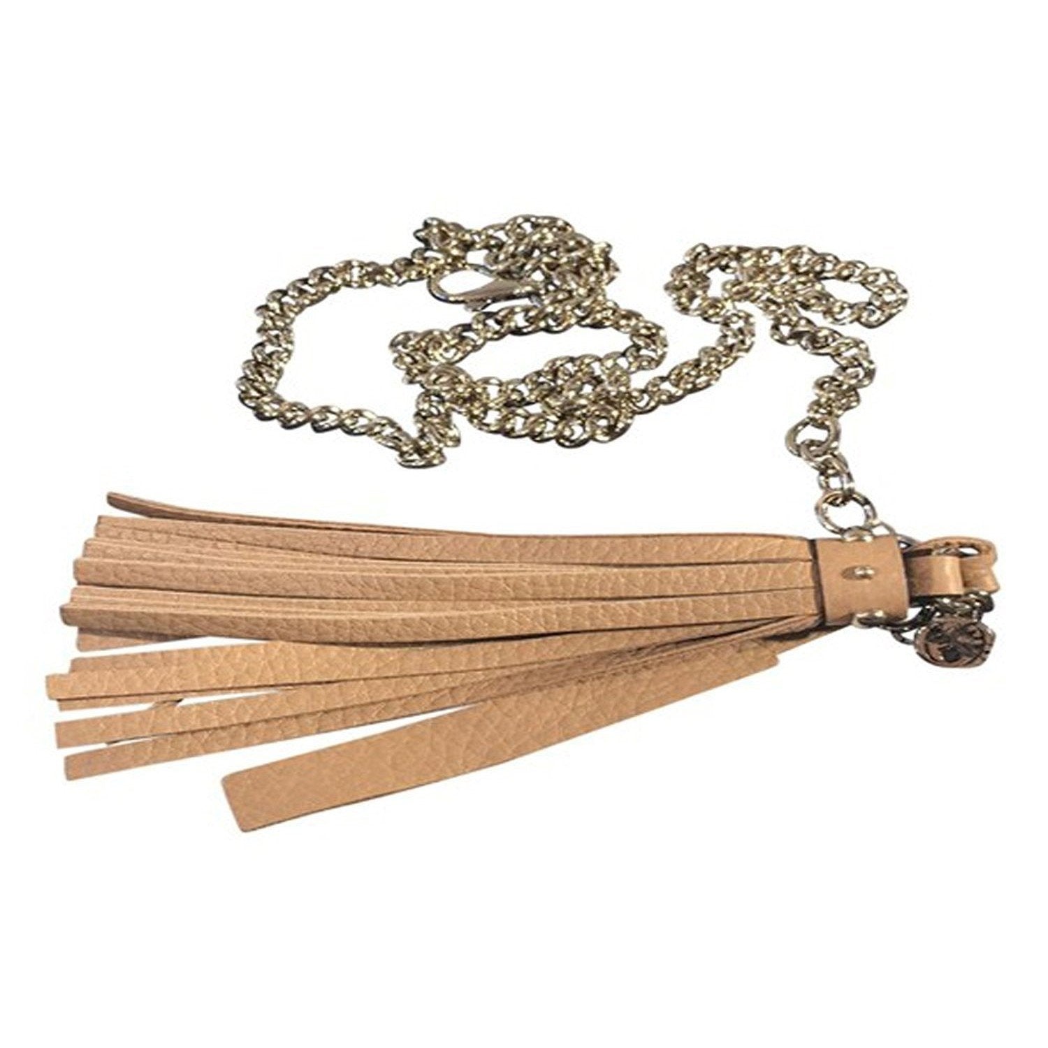 Gucci Leather Tassel GG Gold Chain Camelia Beige Belt Size (32) 388992