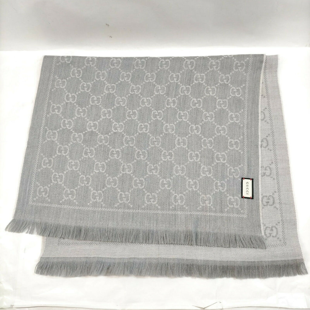 Gucci Scarf Grays Wool 100%