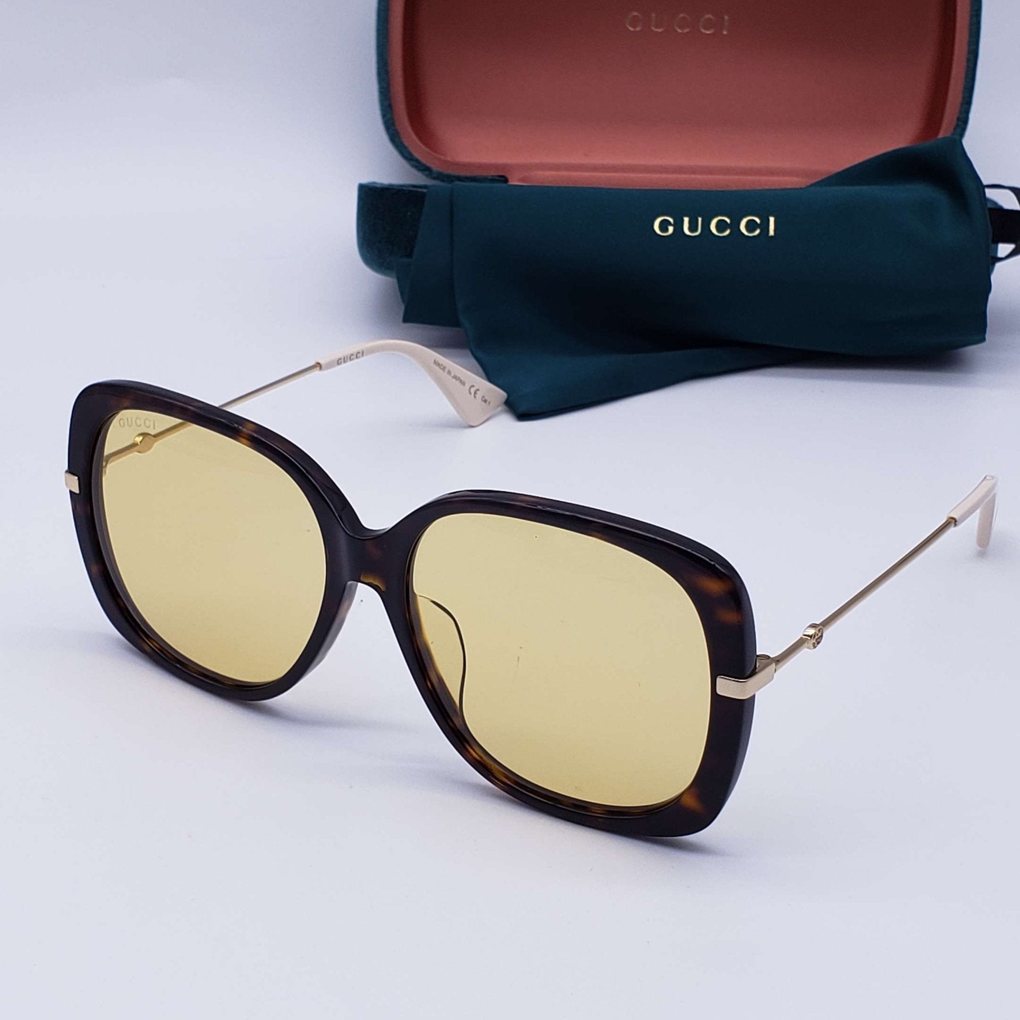 Gucci Yellow Rectangular Ladies Sunglasses Brand New