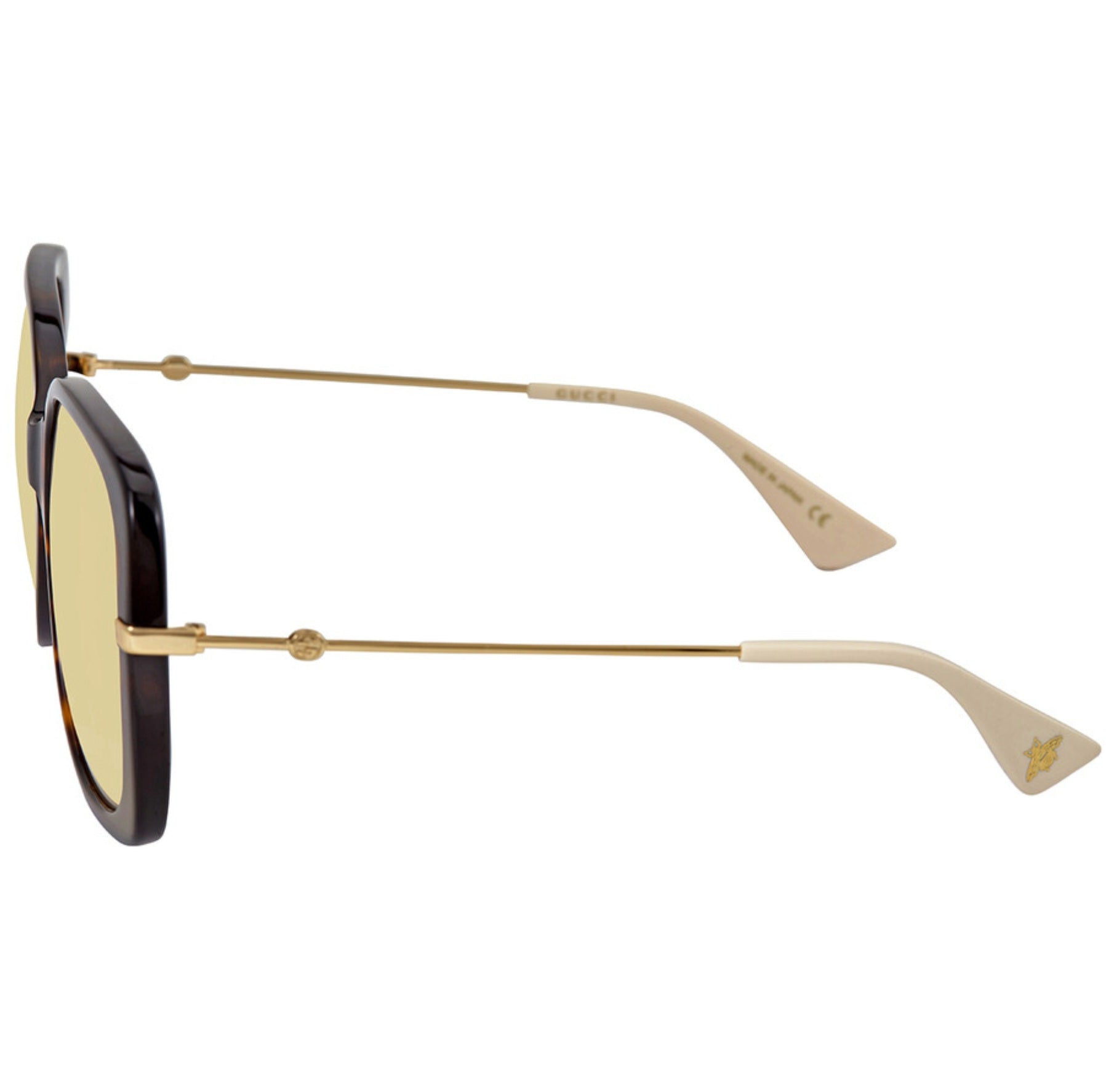 Gucci Yellow Rectangular Ladies Sunglasses Brand New