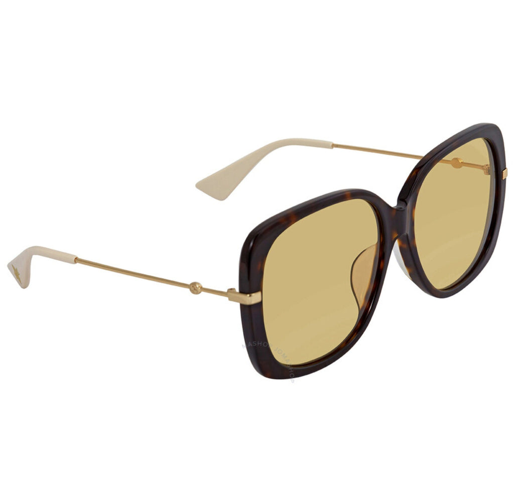 Gucci Yellow Rectangular Ladies Sunglasses Brand New
