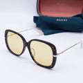 Gucci Yellow Rectangular Ladies Sunglasses Brand New