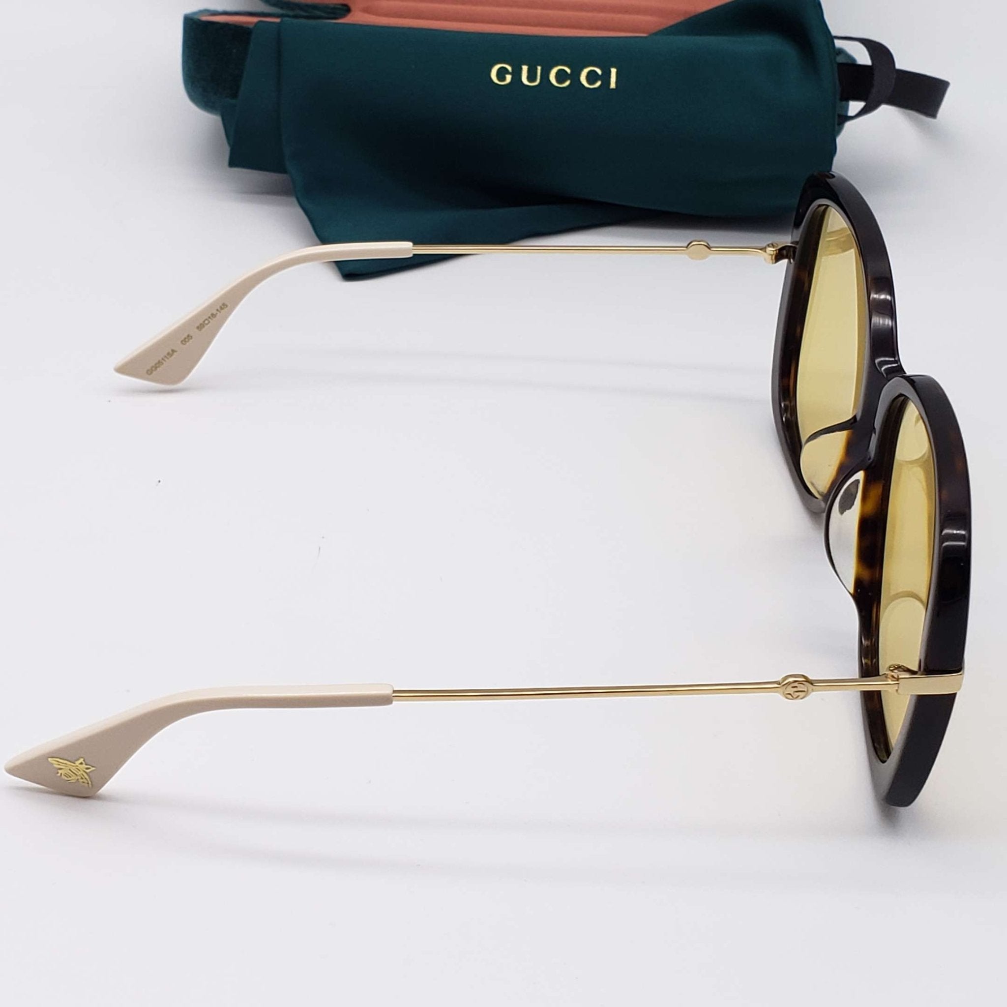 Gucci Yellow Rectangular Ladies Sunglasses Brand New