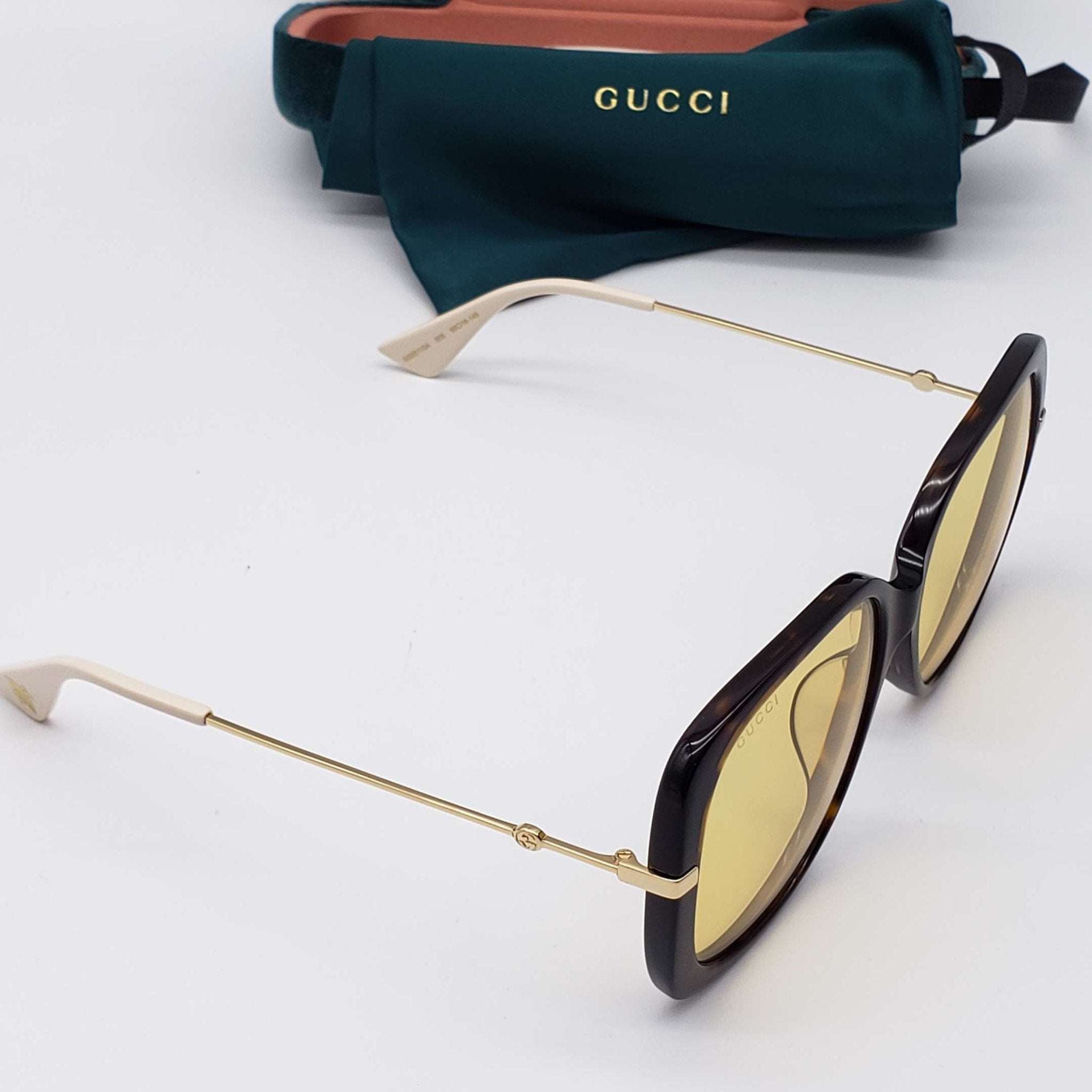 Gucci Yellow Rectangular Ladies Sunglasses Brand New