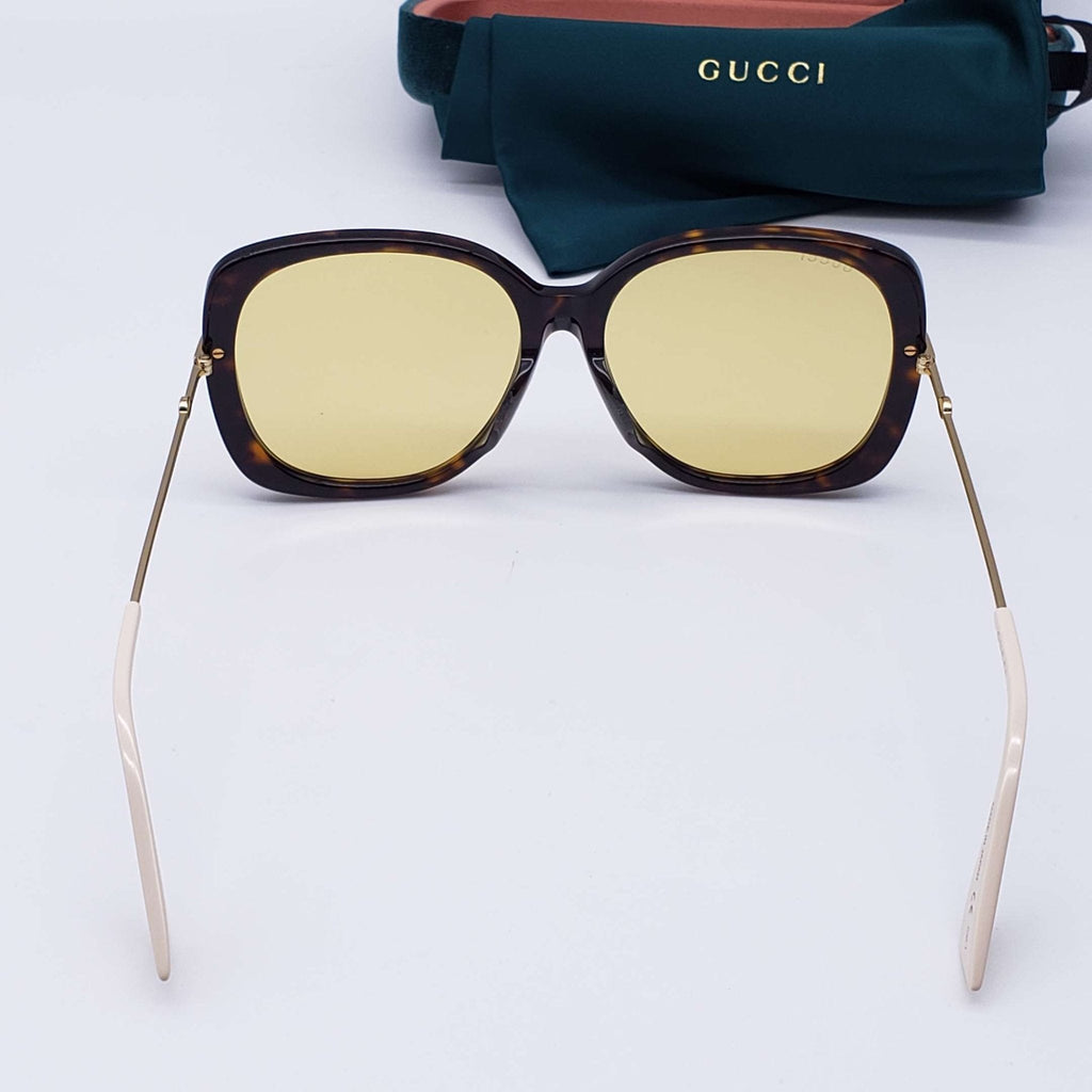Gucci Yellow Rectangular Ladies Sunglasses Brand New