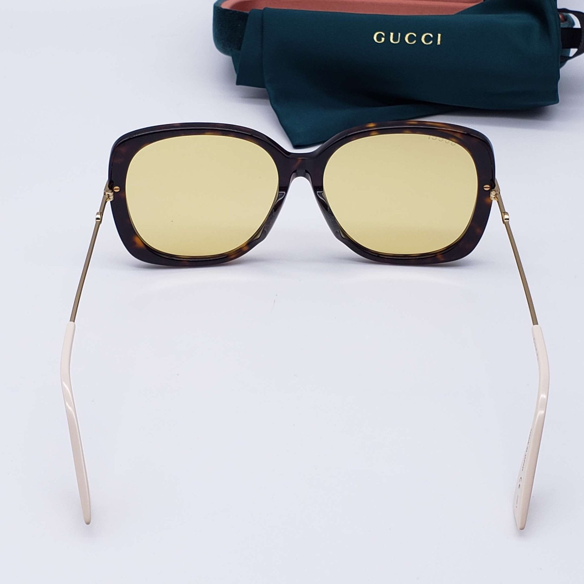 Gucci Yellow Rectangular Ladies Sunglasses Brand New