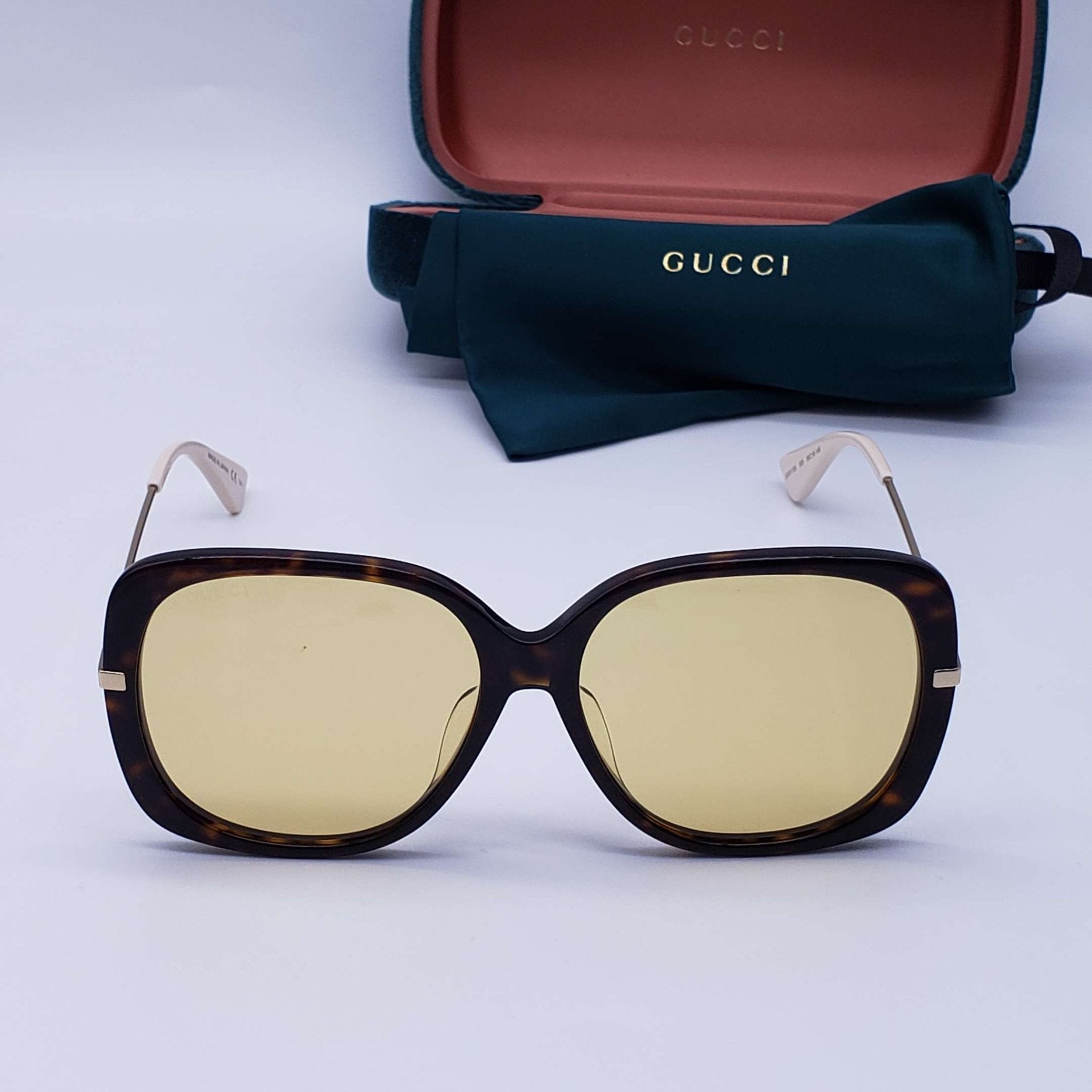 Gucci Yellow Rectangular Ladies Sunglasses Brand New