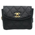Chanel Vintage Lambskin Leather Belt Bum Waist Bag Black