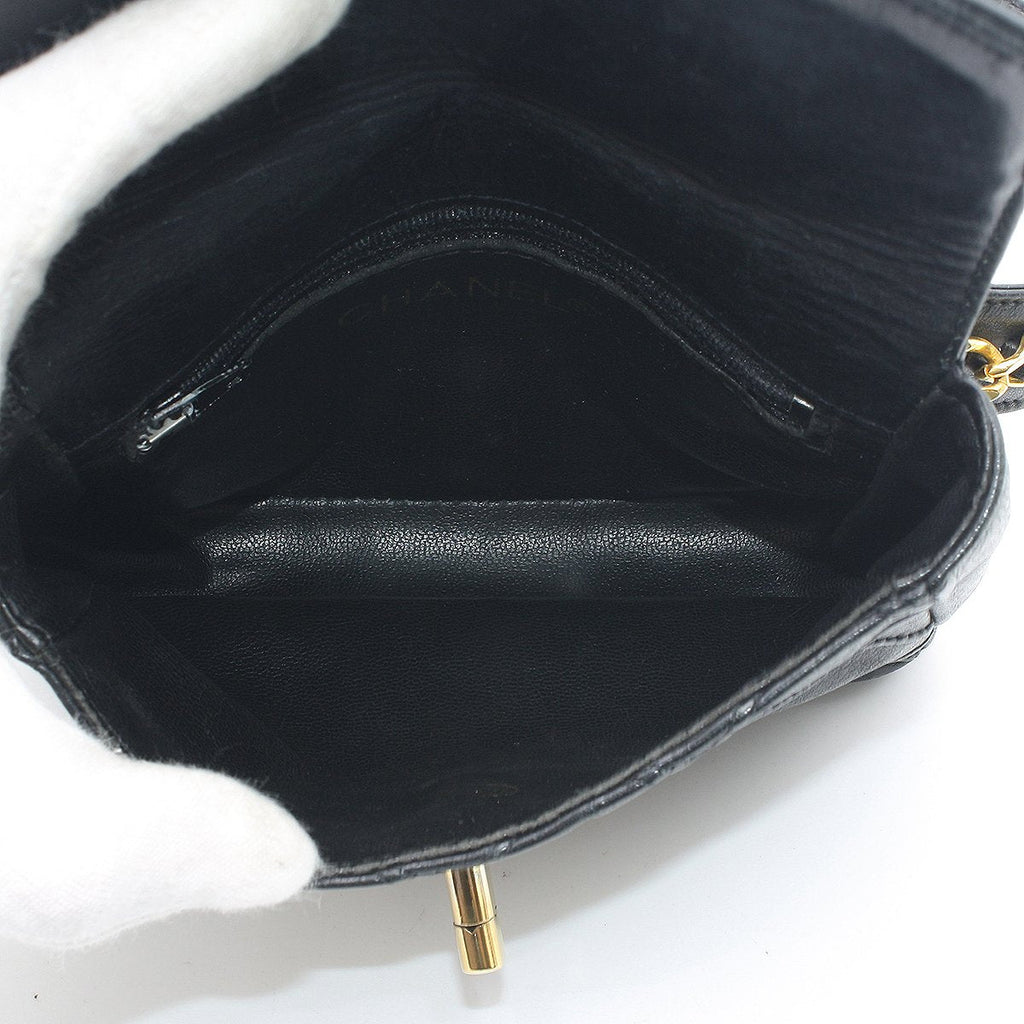 Chanel Vintage Lambskin Leather Belt Bum Waist Bag Black