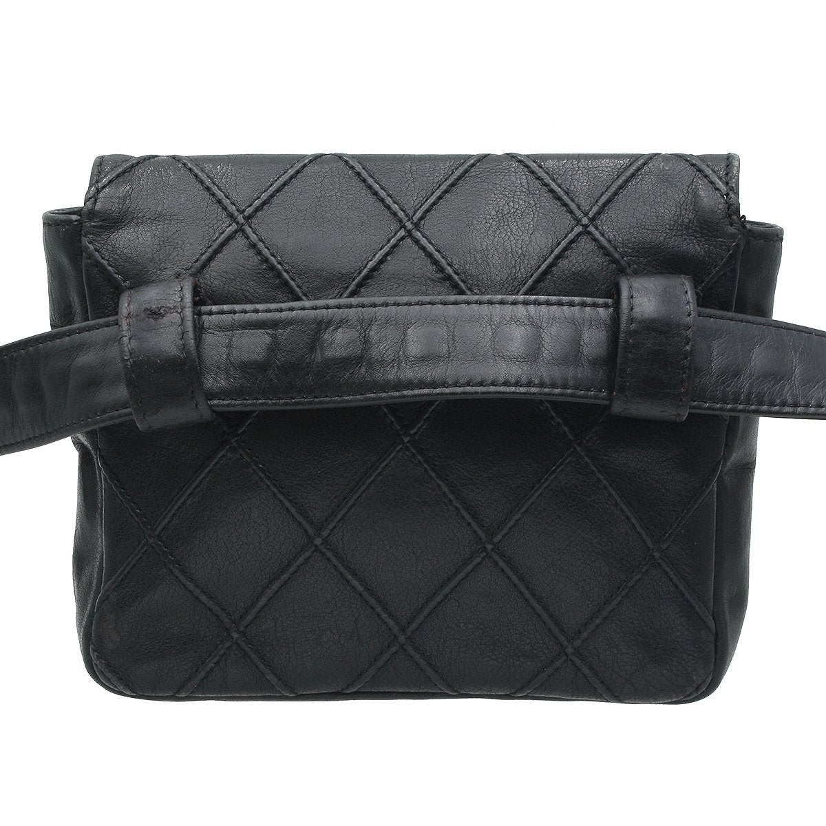 Chanel Vintage Lambskin Leather Belt Bum Waist Bag Black