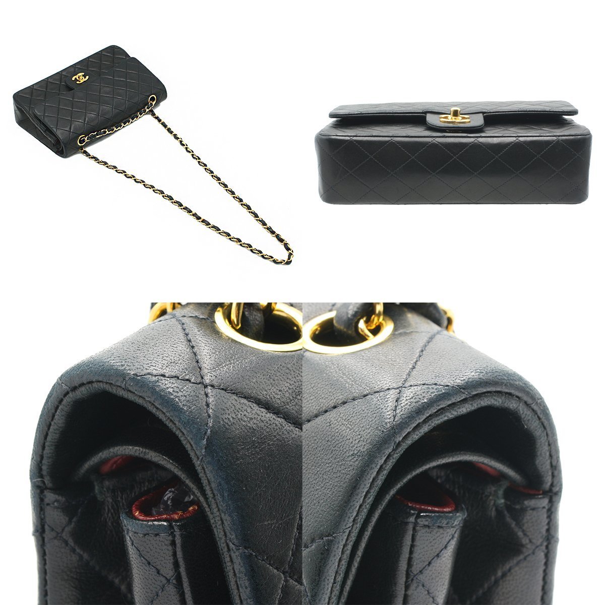 Chanel Vintage Classic Double Flap Shoulder Bag Medium Black Lambskin