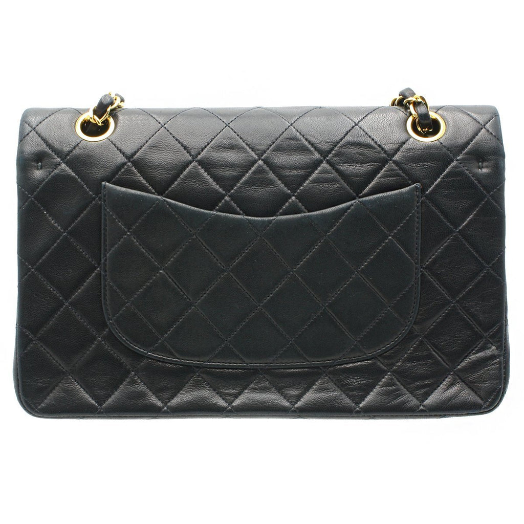 Chanel Vintage Classic Double Flap Shoulder Bag Medium Black Lambskin