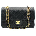 Chanel Vintage Classic Double Flap Shoulder Bag Medium Black Lambskin