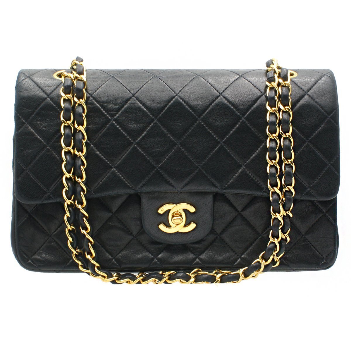 Chanel Vintage Classic Double Flap Shoulder Bag Medium Black Lambskin