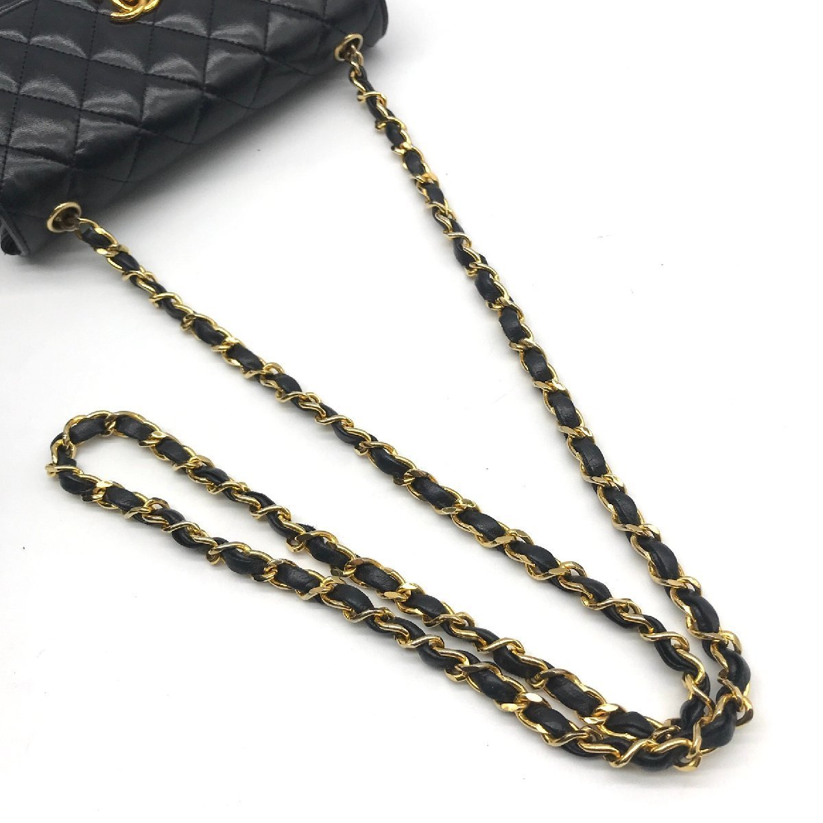 Vintage Chanel Matellasse Lambskin Mini Chain Shoulder Bag Navy