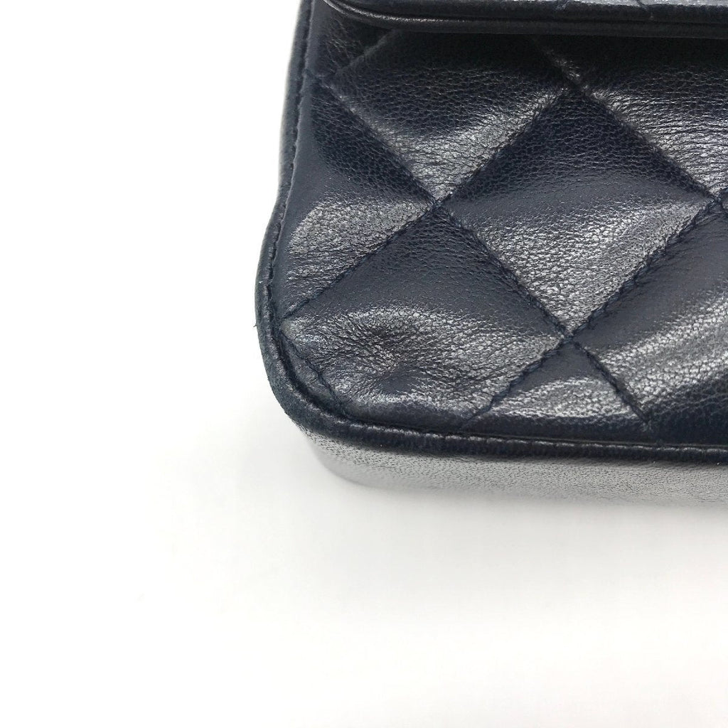 Vintage Chanel Matellasse Lambskin Mini Chain Shoulder Bag Navy