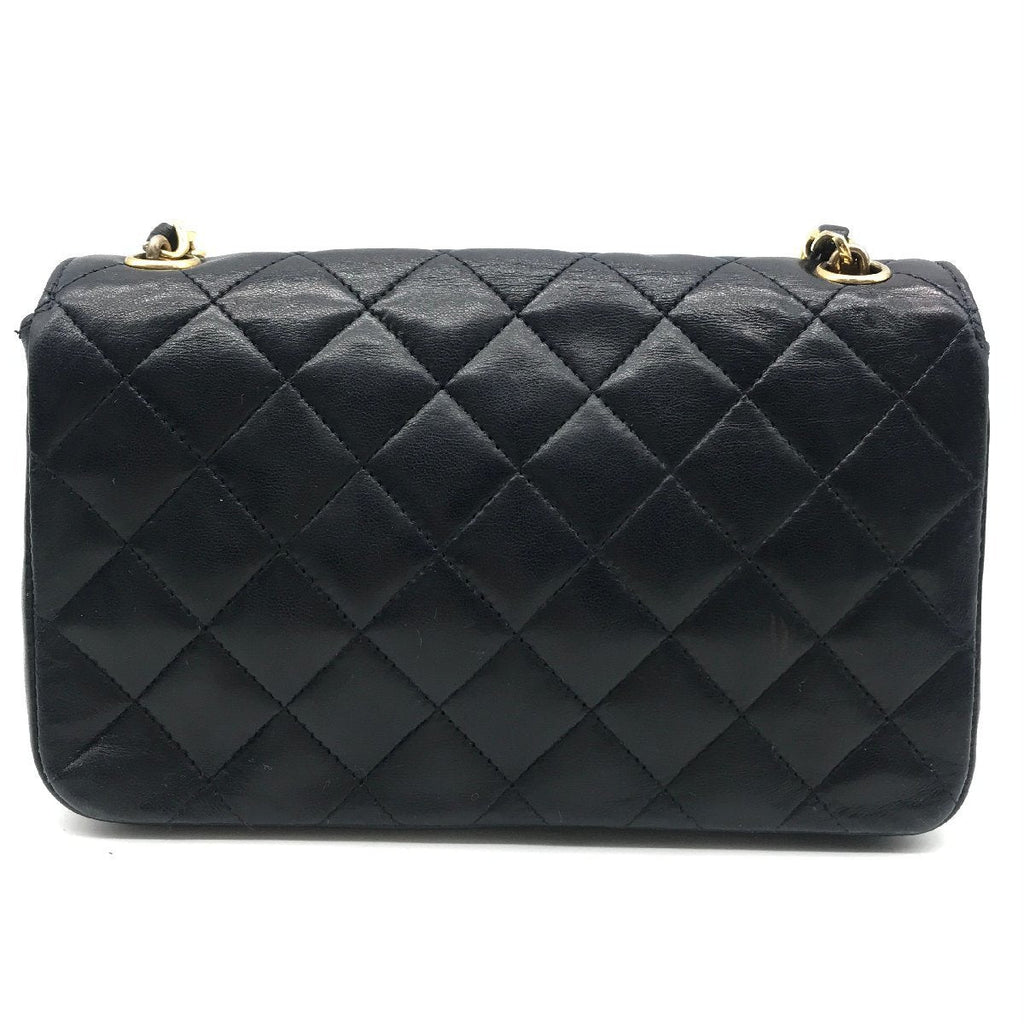 Vintage Chanel Matellasse Lambskin Mini Chain Shoulder Bag Navy