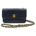 Vintage Chanel Matellasse Lambskin Mini Chain Shoulder Bag Navy