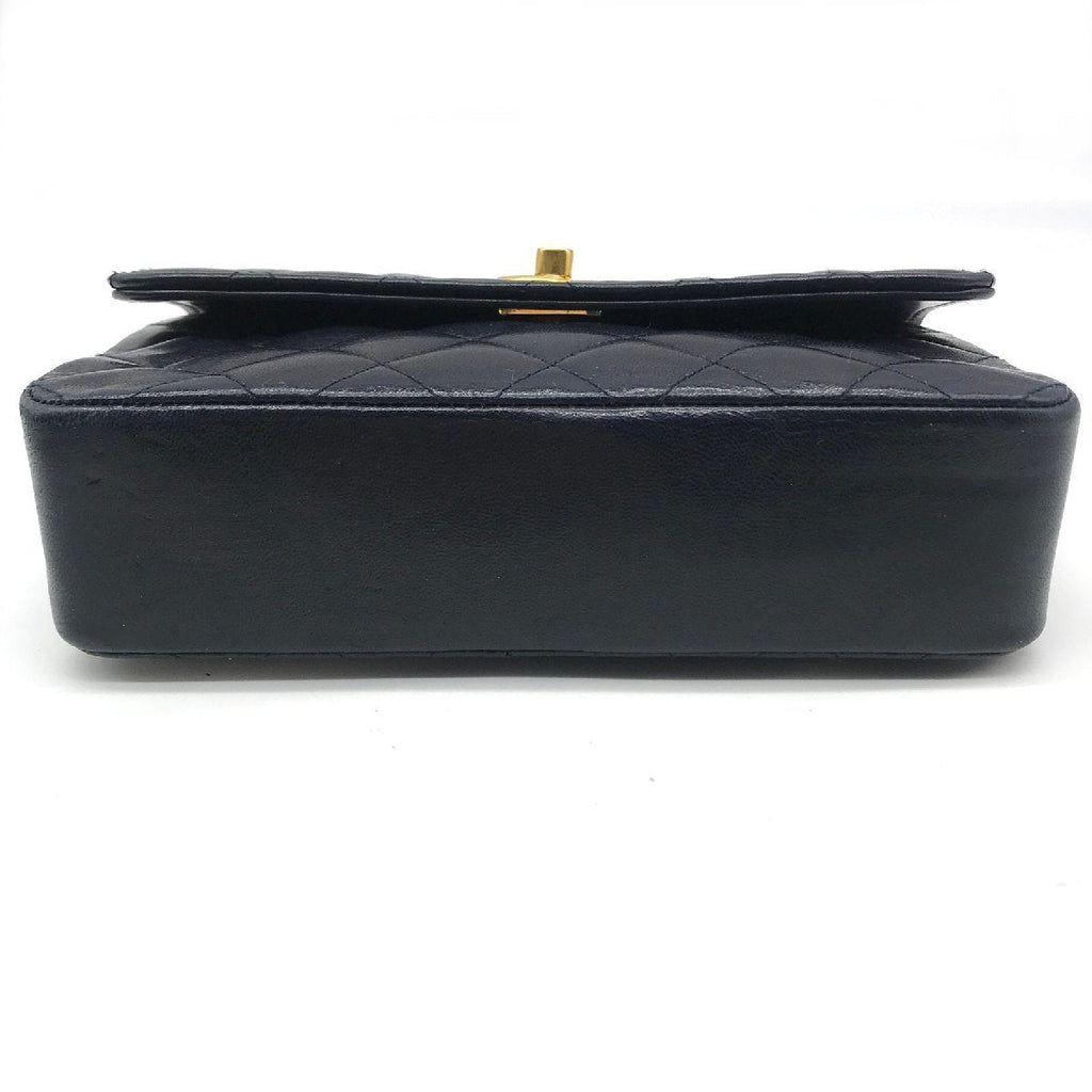 Vintage Chanel Matellasse Lambskin Mini Chain Shoulder Bag Navy