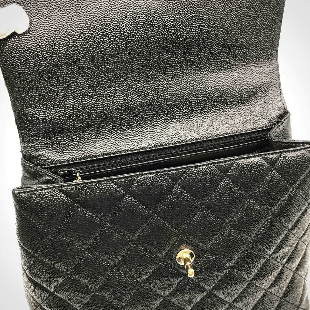 Chanel CC Caviar Leather Kelly Handbag Black