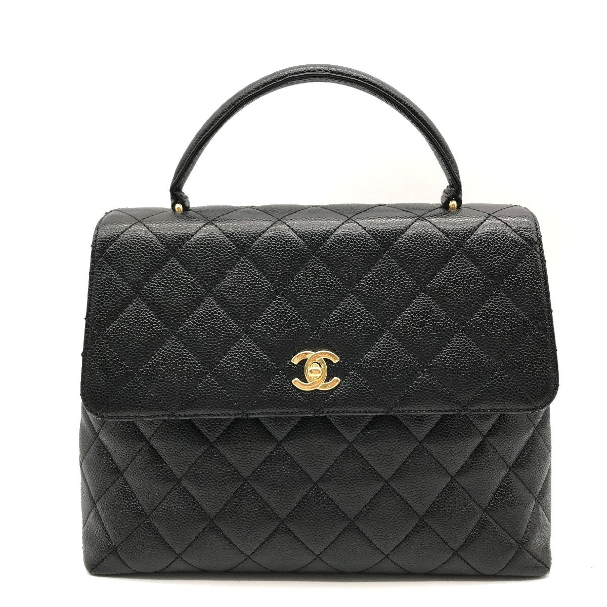 Chanel CC Caviar Leather Kelly Handbag Black