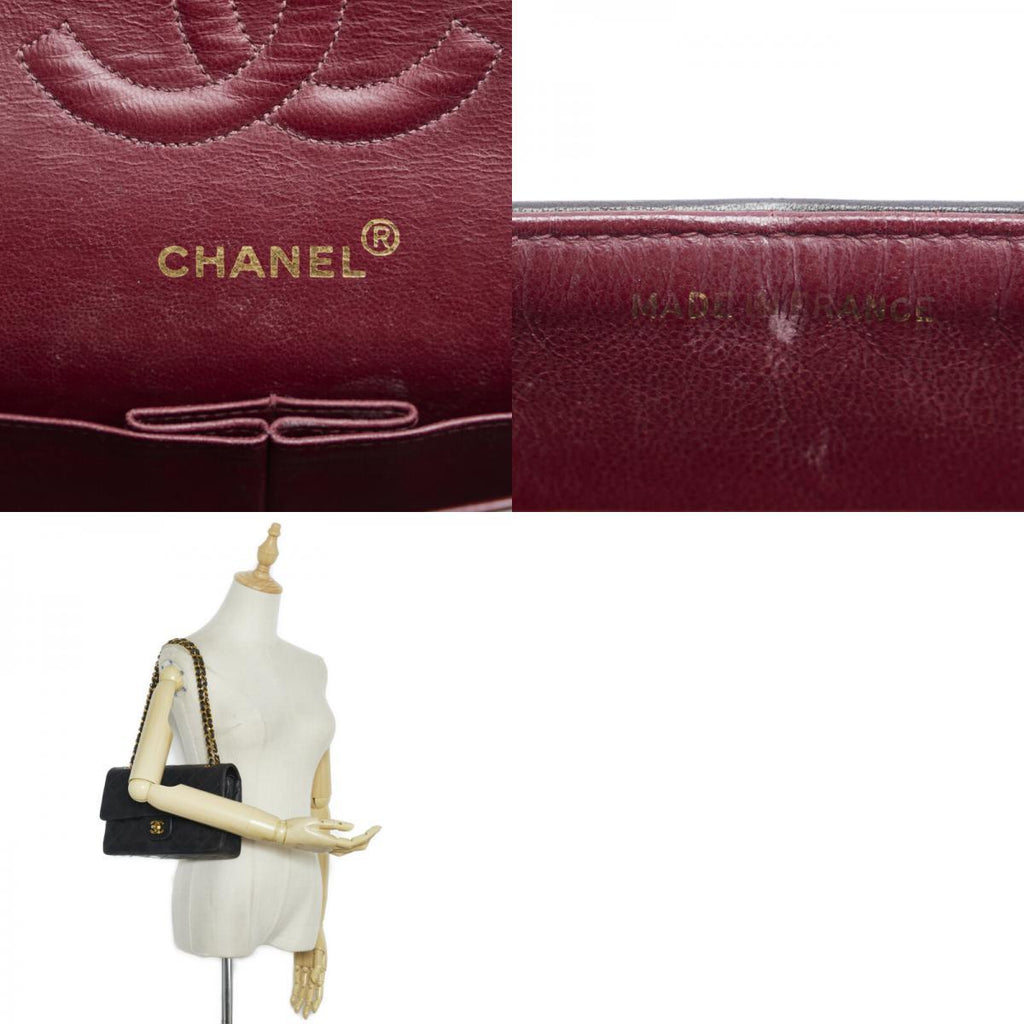 Chanel Vintage Classic Double Flap Shoulder Bag Medium Black Lambskin